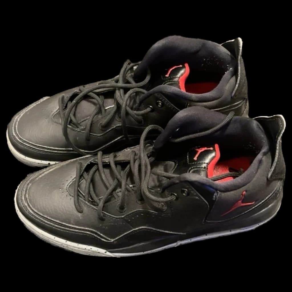 Black Leather Jordan Basketball Sneakers